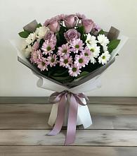 Букет цветов из:  Хризантемы и Розы в Новосибирске